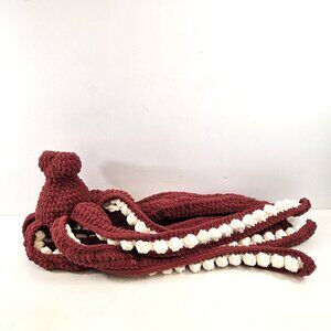 Hand Crocheted Octopus Squid in Red and White